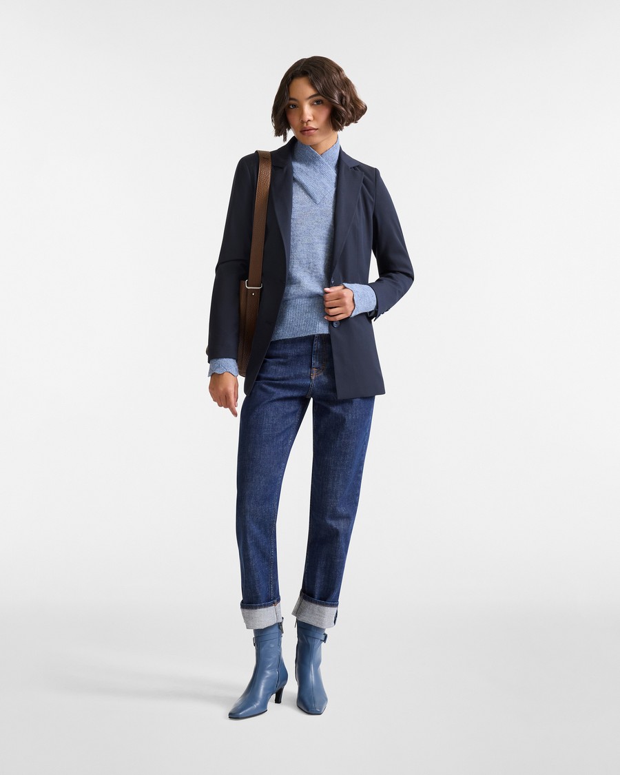 Harmont&Blaine Γυναικείο Σακάκι Classic Slim Fit Από Ανάλαφρο Μείγμα Βισκόζης Μονόπετο Navy Blue φωτογραφία