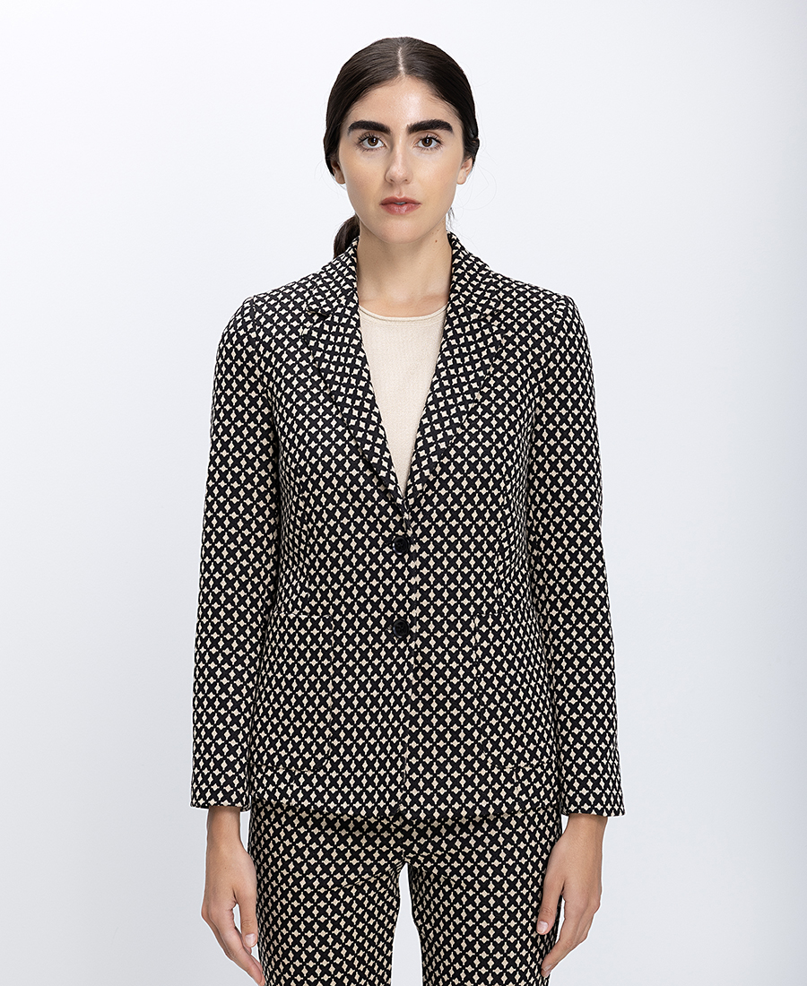 Γυναικείο Σακάκι Με Εξωτερικές Τσέπες Εμπριμέ Regular Fit