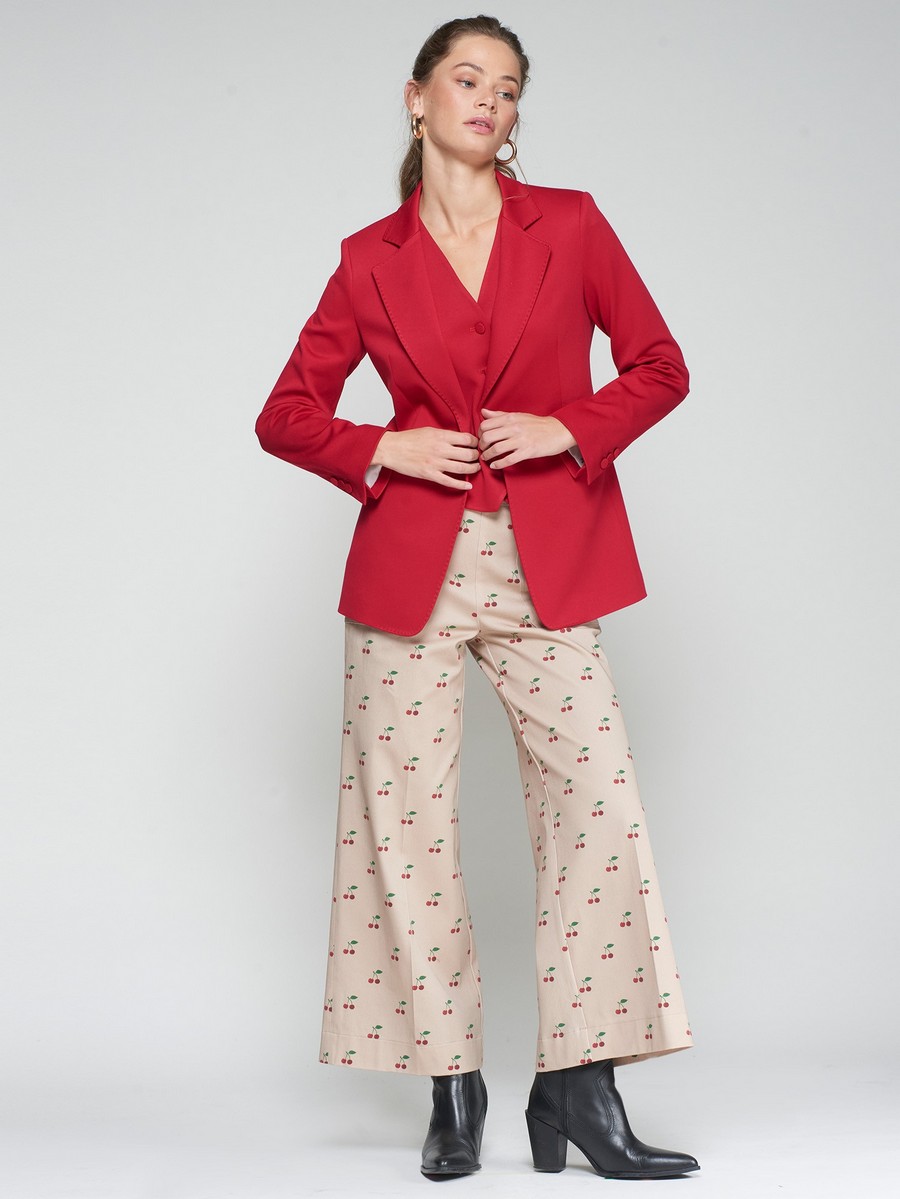 Vilagallo Γυναικείο Σακάκι Μεσάτο Σατέν Κόκκινο φωτογραφία