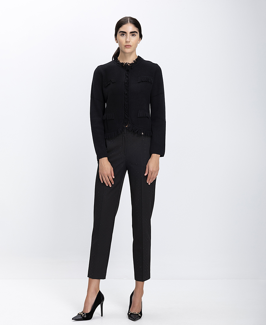 Luckylu Γυναικείο Σακάκι Με Κρόσσια Cropped φωτογραφία