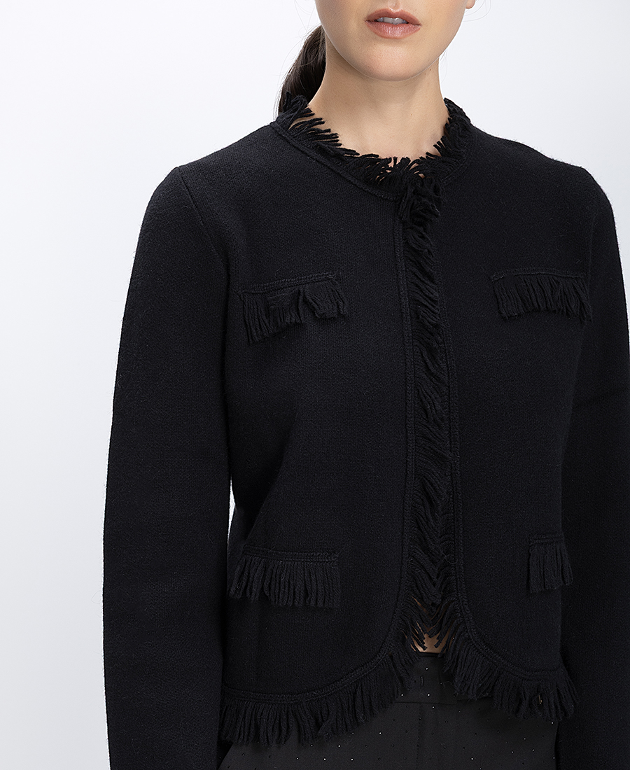 Luckylu Γυναικείο Σακάκι Με Κρόσσια Cropped φωτογραφία