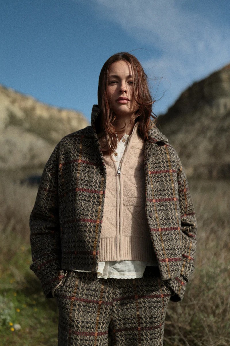 Luna Llena Luna Llena Γυναικεία Ζακέτα Regular Fit Tweed Με Κάρο Σχέδιο Γκρι
