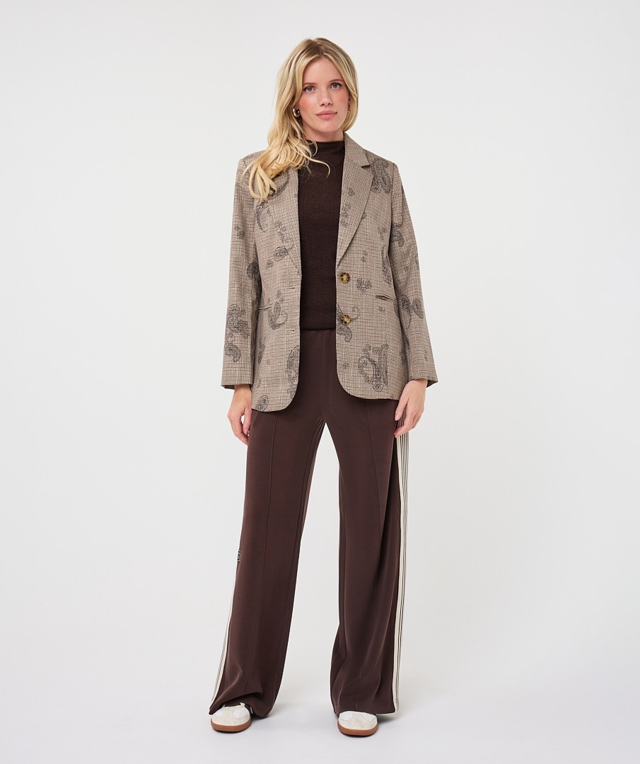 EsQualo Γυναικείο Καρό Σακάκι Mε Paisley Σχέδιο Για Business & Smart Casual Εμφανίσεις