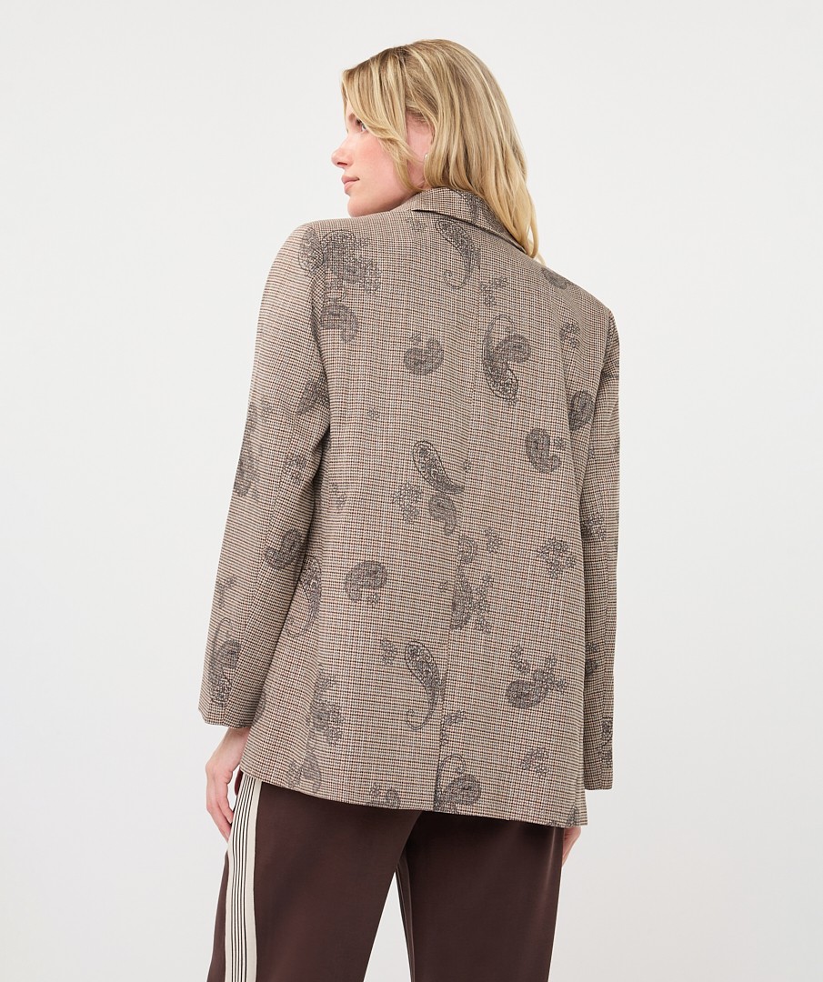 EsQualo EsQualo Γυναικείο Καρό Σακάκι Mε Paisley Σχέδιο Για Business & Smart Casual Εμφανίσεις - 3
