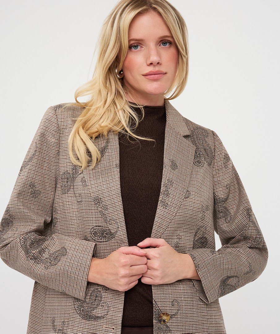 EsQualo EsQualo Γυναικείο Καρό Σακάκι Mε Paisley Σχέδιο Για Business & Smart Casual Εμφανίσεις - 4