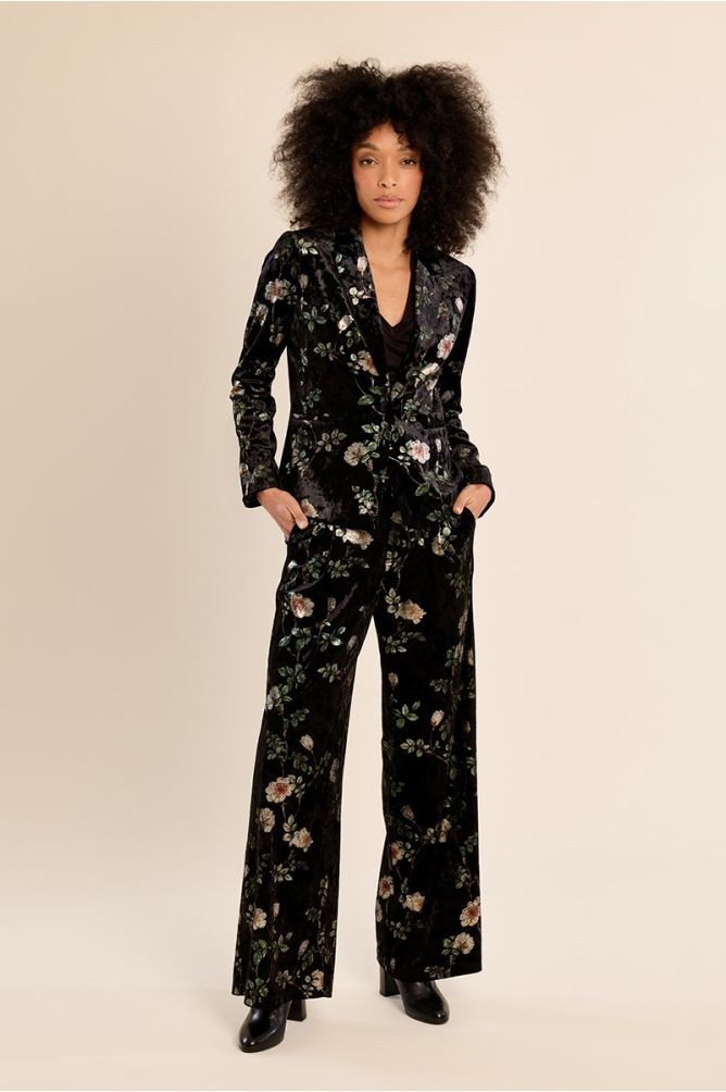 Molly Bracken Γυναικείο Βελούδινο Σακάκι με Floral Μοτίβο Regular Fit Για Business & Formal Εμφανίσεις