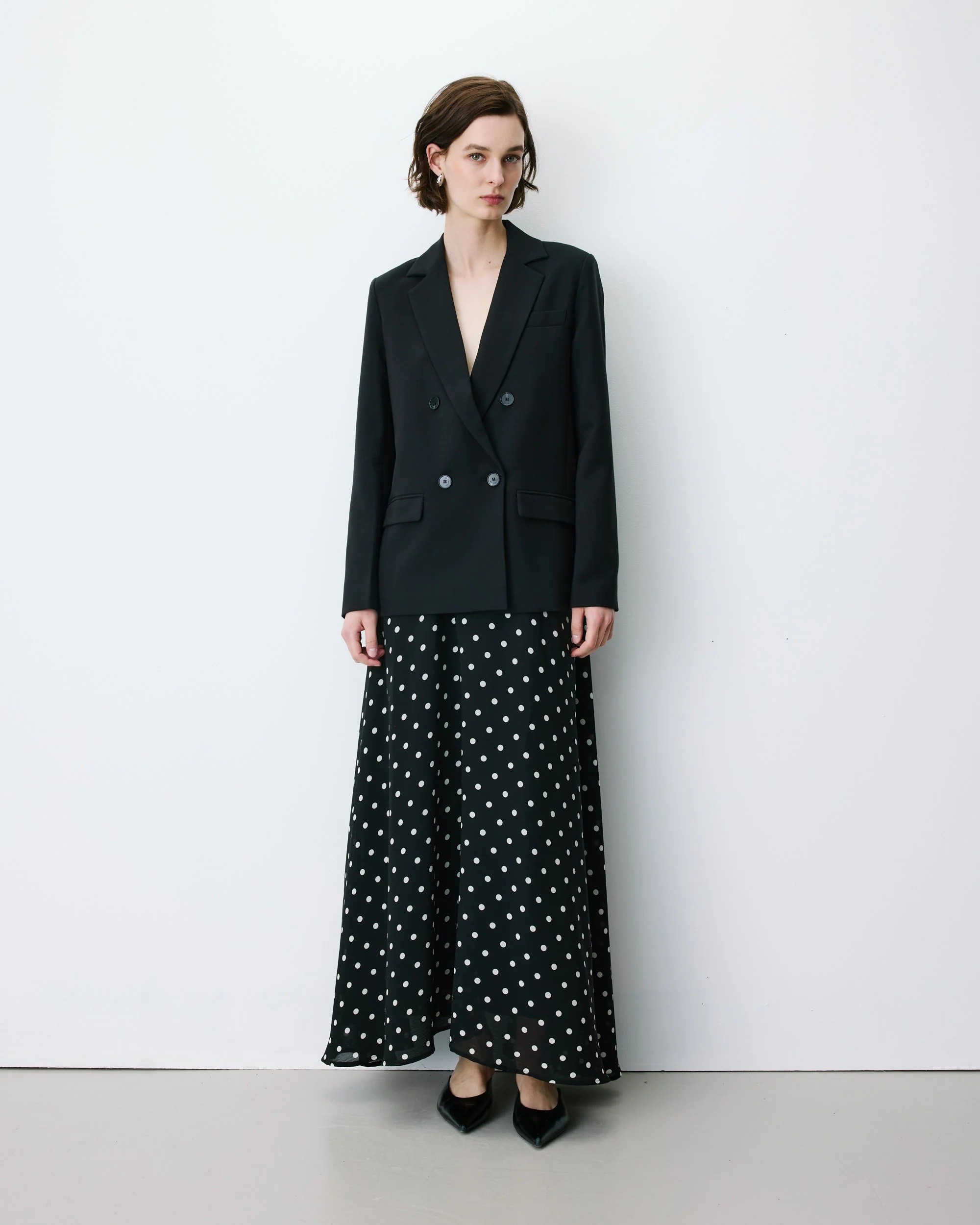 Grace & Mila Γυναικείο Μαύρο Tailored Σταυρωτό Σακάκι Regular Fit Για Business & Formal Εμφανίσεις