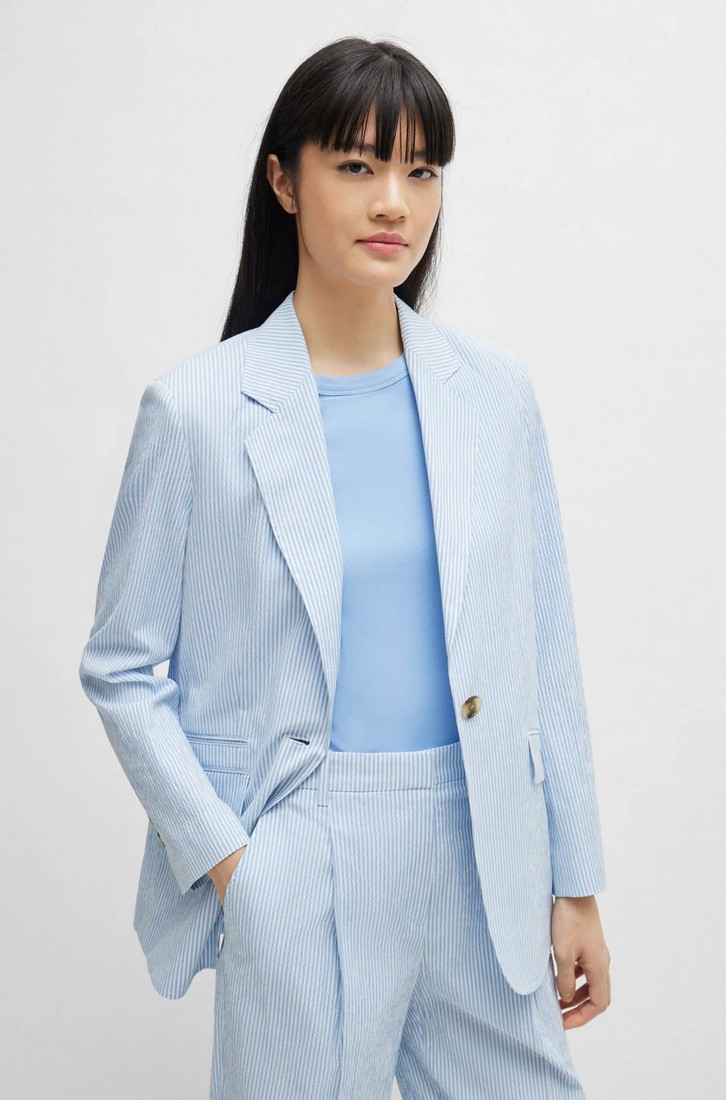 Boss Ριγέ Σακάκι Seersucker σε Θαλασσί Σιέλ φωτογραφία