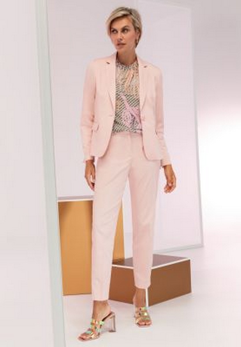 Bianca Γυναικείο Blazer Slim Fit Μονόκουμπο Ροζ φωτογραφία