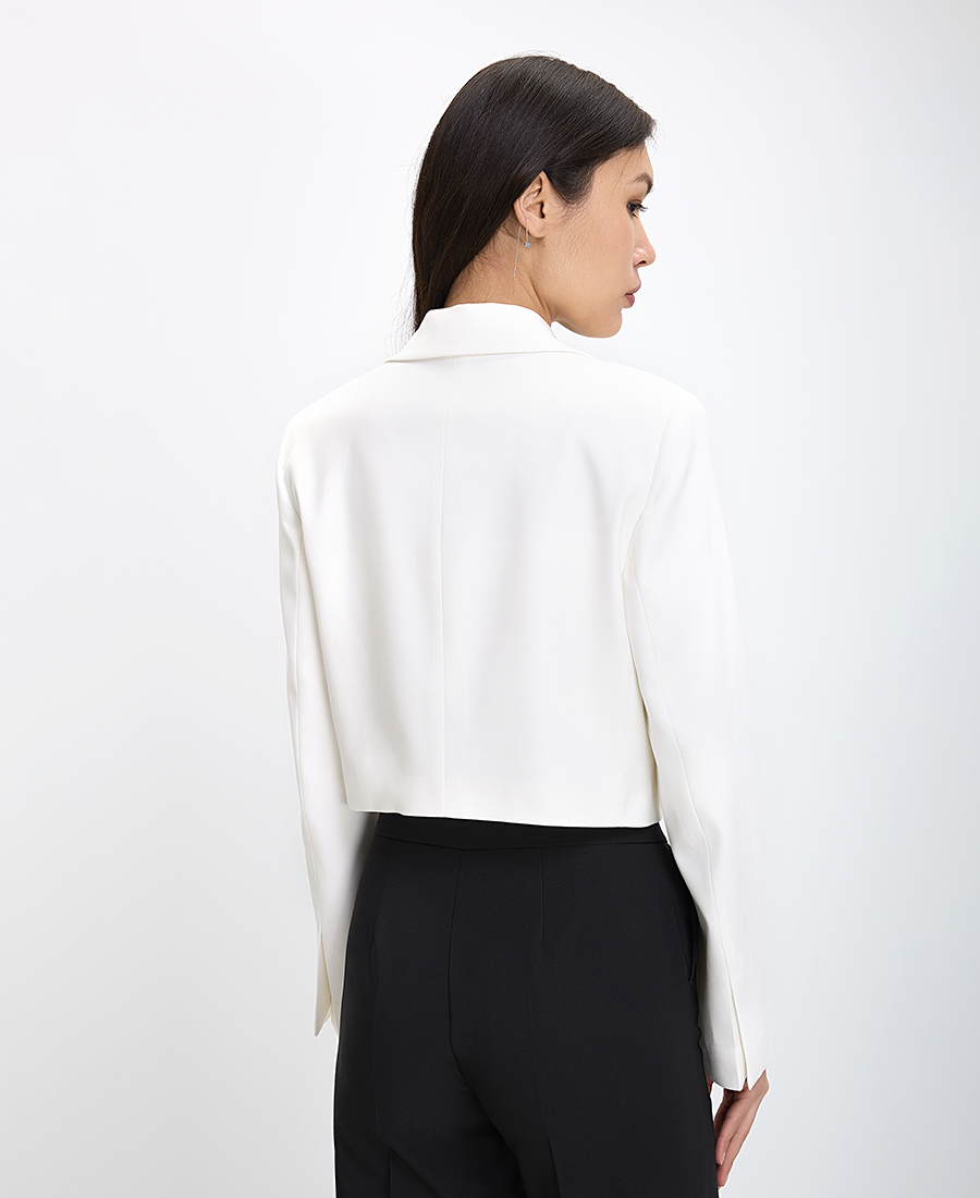 Caractere Γυναικείο Κοντό Σακάκι Διπλόπετο Boxy Fit σε Εκρού φωτογραφία