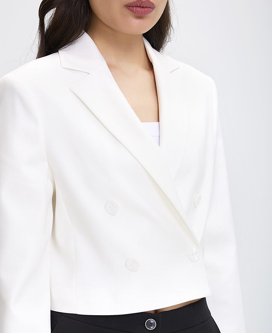 Caractere Γυναικείο Κοντό Σακάκι Διπλόπετο Boxy Fit σε Εκρού φωτογραφία