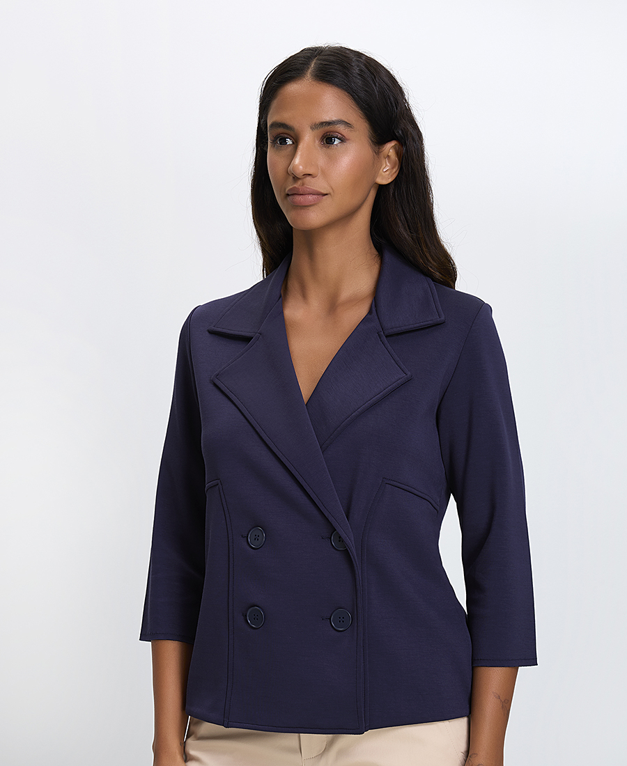 Γυναικείο Σακάκι Μεσάτο με Πέτο Γιακά σε Μπλε