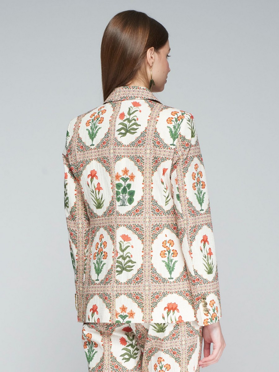 Vilagallo Γυναικείο Σακάκι Regular Fit Seersucker Floral Εκτύπωση φωτογραφία