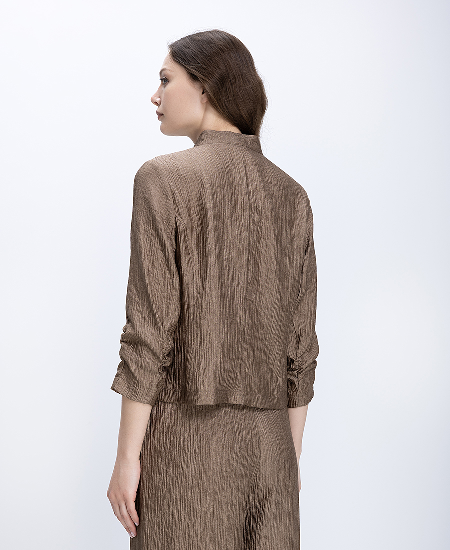 Bianca Γυναικείο Σακάκι Cropped Με Ανάγλυφη Υφή - 3