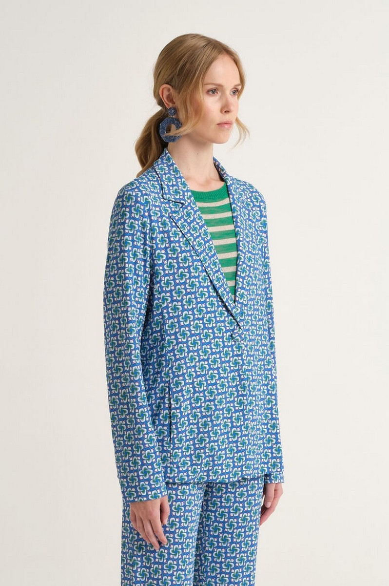 Maliparmi Γυναικείο Σακάκι Regular Fit Με Γεωμετρικό Micro Pattern Και Καλυμμένο Κουμπί