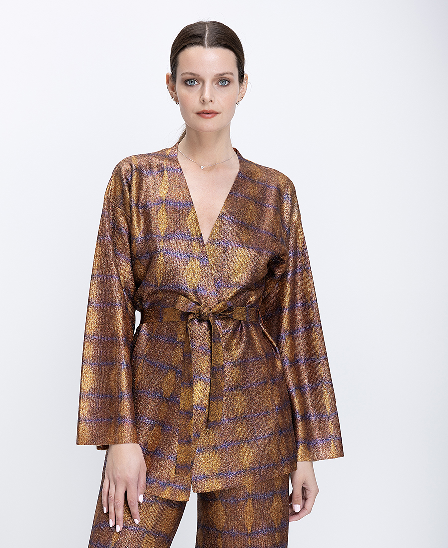 Momoni Momoni Γυναικείο Σακάκι Με Ζώνη Και V Λαιμόκοψη