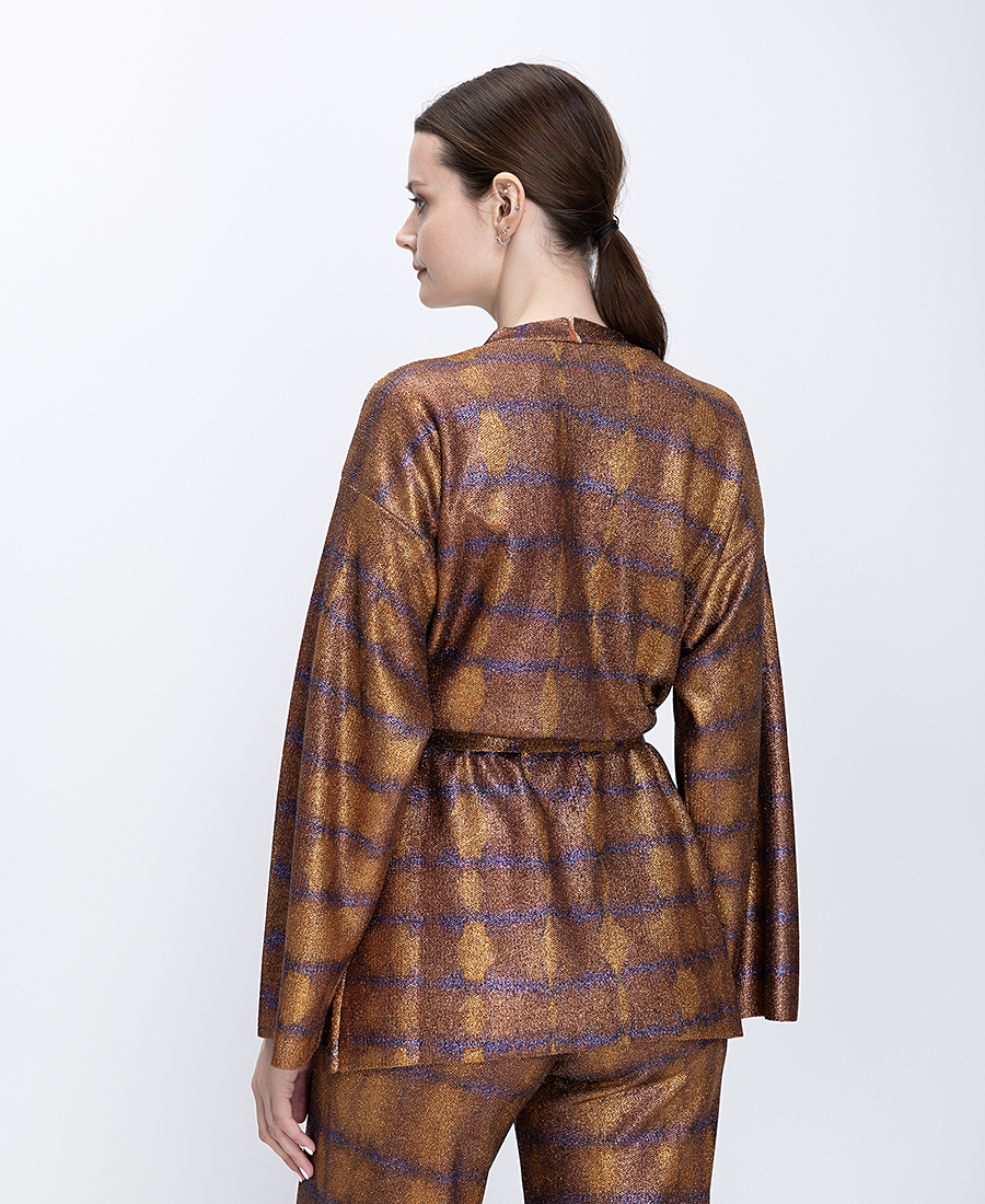 Momoni Γυναικείο Σακάκι Με Ζώνη Και V Λαιμόκοψη φωτογραφία