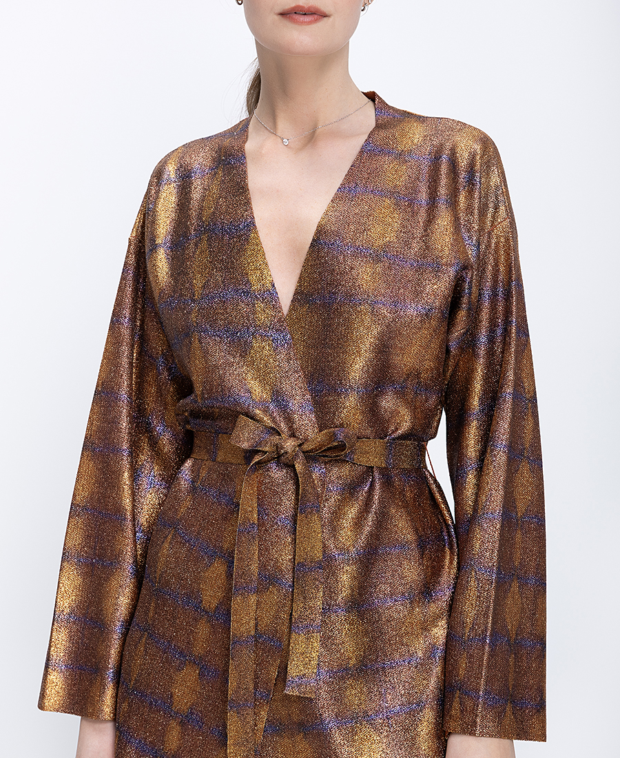 Momoni Γυναικείο Σακάκι Με Ζώνη Και V Λαιμόκοψη φωτογραφία