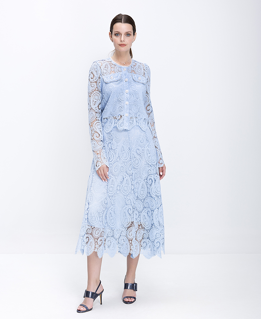 Paper Lace Γυναικείο Σακάκι Regular Fit Δαντελένιο Με Κουμπιά Και Patch Τσέπες φωτογραφία