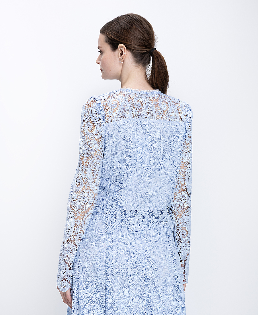 Paper Lace Γυναικείο Σακάκι Regular Fit Δαντελένιο Με Κουμπιά Και Patch Τσέπες φωτογραφία