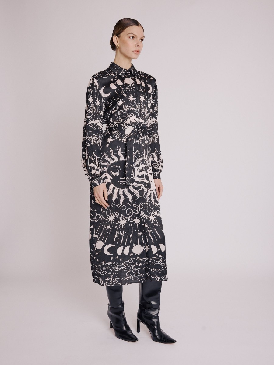 Berenice Berenice Γυναικείο Φόρεμα Maxi All Over Print σε Μαύρο - 4