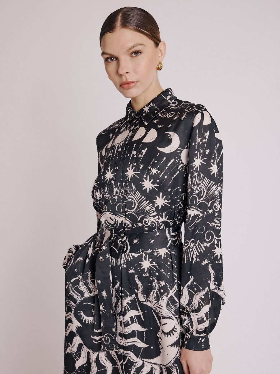 Berenice Berenice Γυναικείο Φόρεμα Maxi All Over Print σε Μαύρο - 5