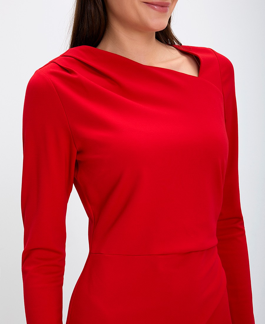 Caractere Caractere Γυναικείο Midi Φόρεμα Jersey Slim Fit σε Κόκκινο - 4