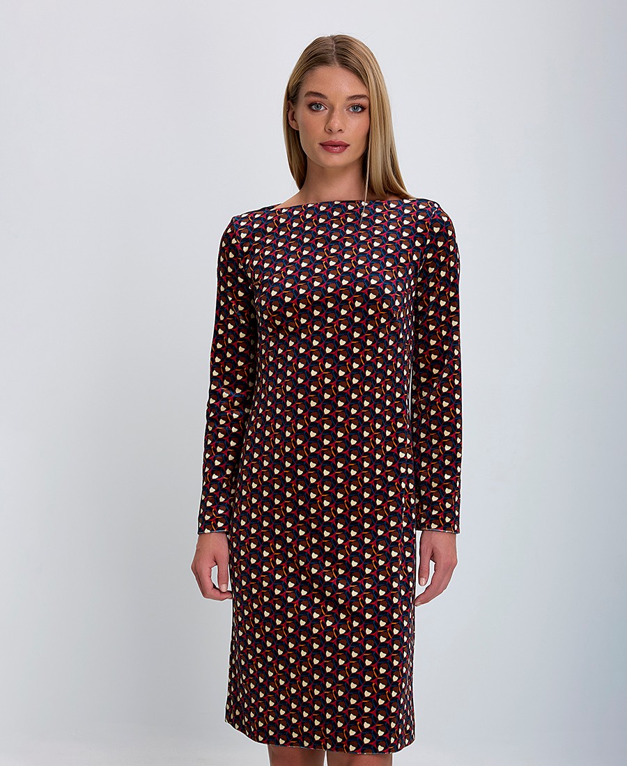 Laura Donini Γυναικείο Κοντό Φόρεμα Printed με Μανίκια Καμπάνα