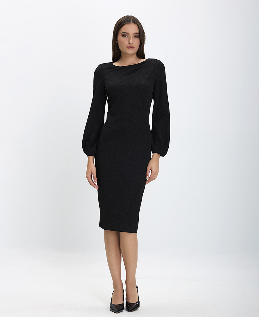 Γυναικείο Midi Φόρεμα Slim Fit σε Μαύρο φωτογραφία