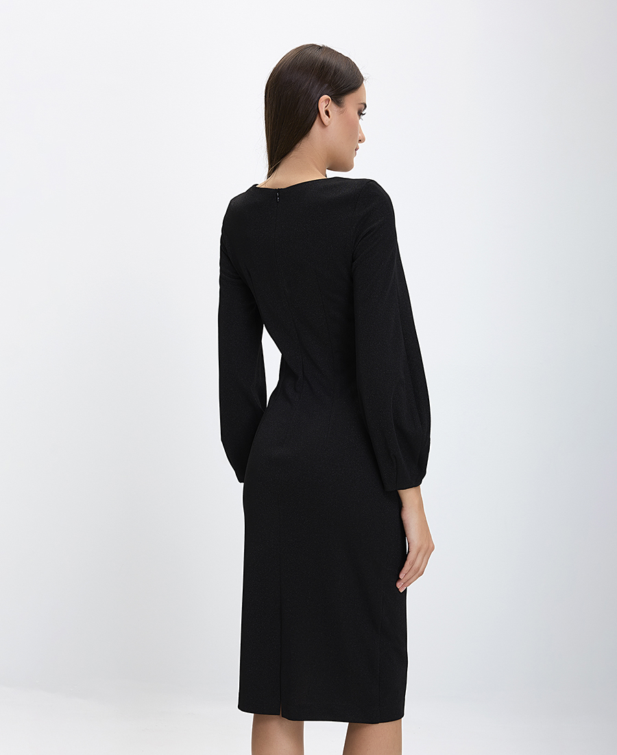 Γυναικείο Midi Φόρεμα Slim Fit σε Μαύρο φωτογραφία