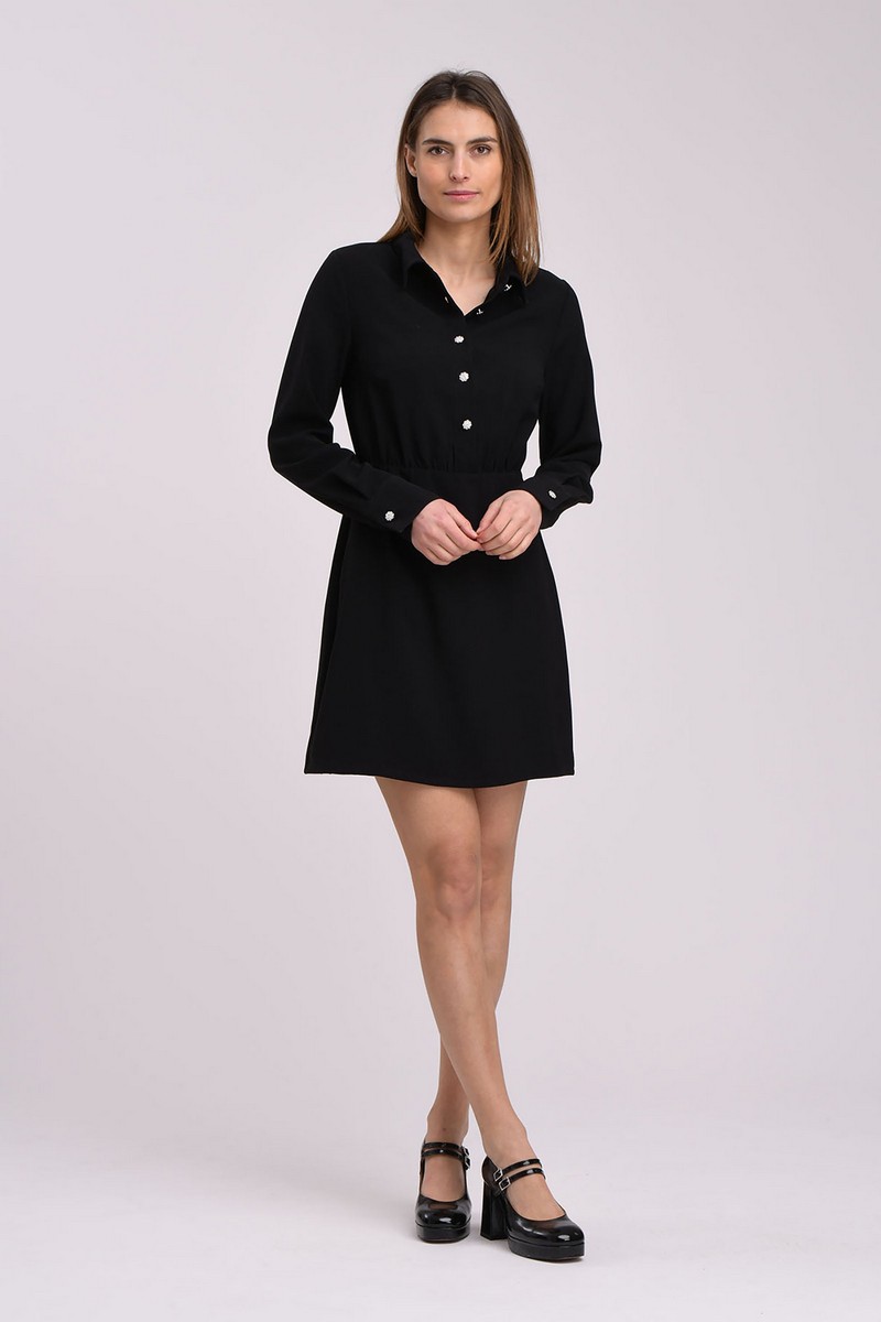 La Fee Maraboutee La Fee Maraboutee Γυναικείο Φόρεμα Πουκάμισο Slim Fit Μαύρο - 4