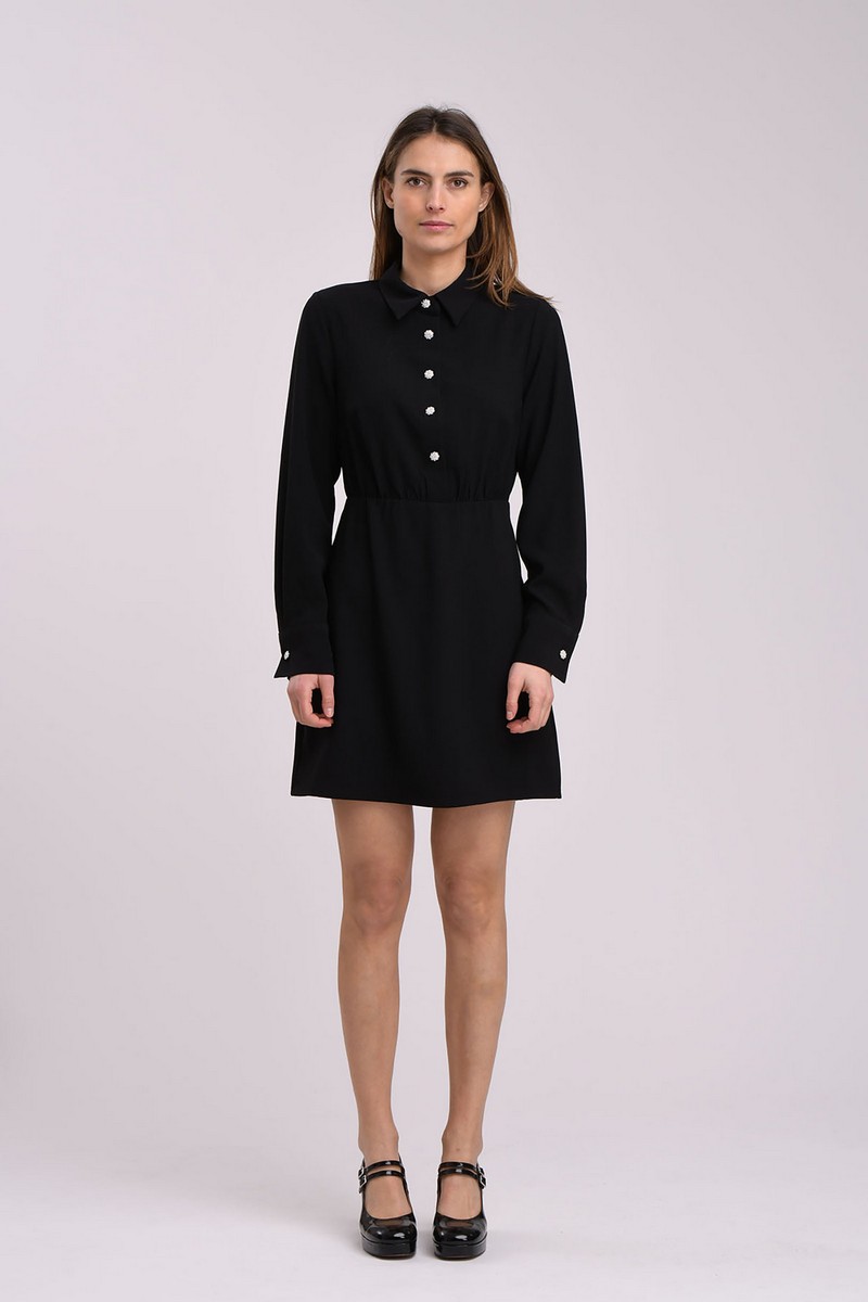 La Fee Maraboutee La Fee Maraboutee Γυναικείο Φόρεμα Πουκάμισο Slim Fit Μαύρο - 5