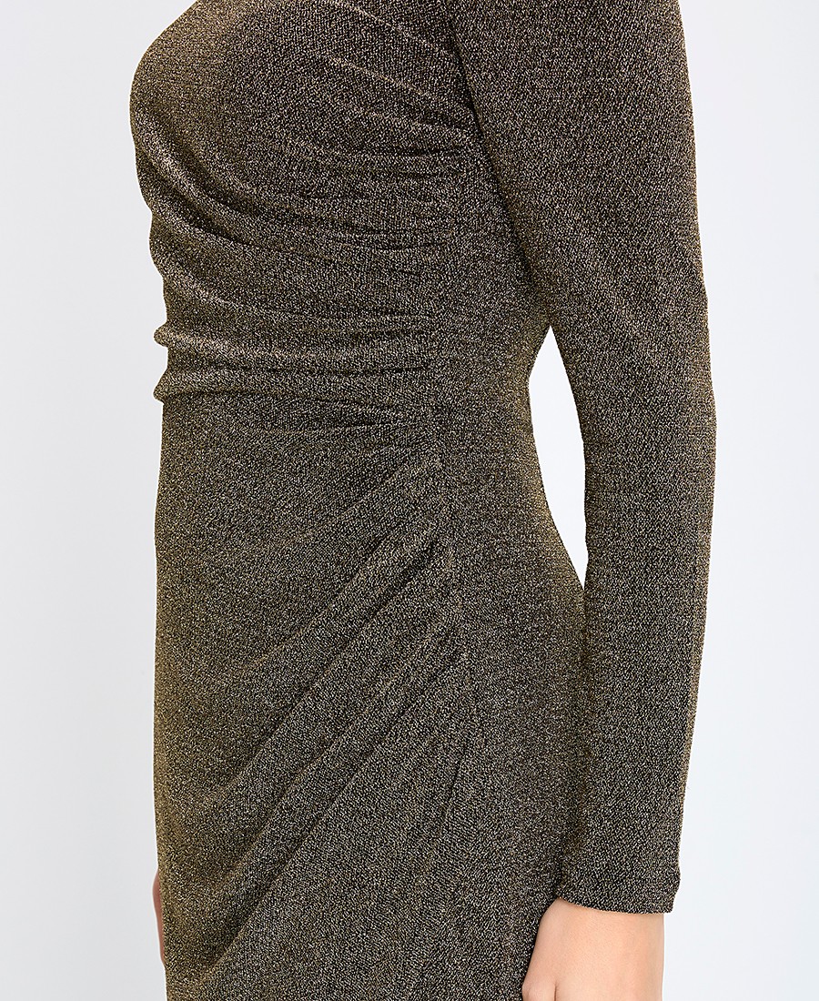 Γυναικείο Ασύμμετρο Φόρεμα Regular Fit με Σούρες Χρυσό φωτογραφία