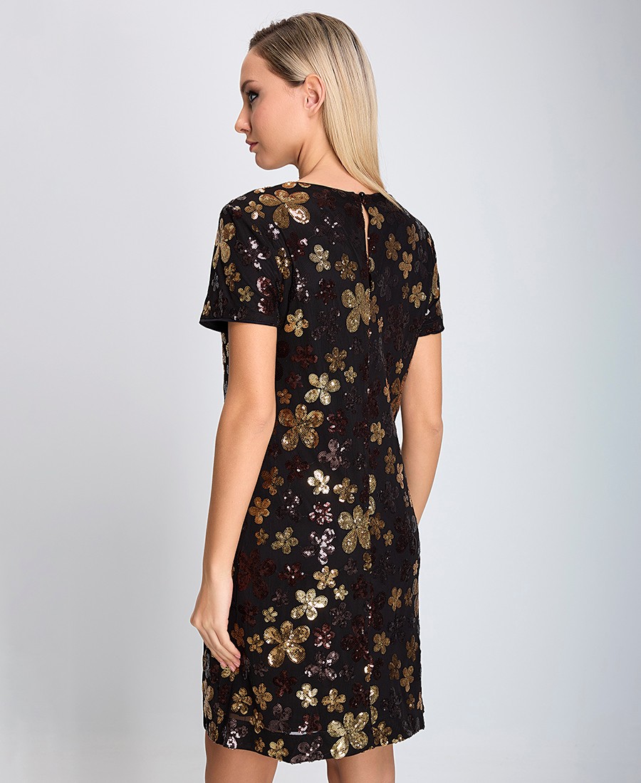 Γυναικείο Φόρεμα Mini με Στρογγυλή Λαιμόκοψη και Κοντό Μανίκι Εμπριμέ Φλοράλ φωτογραφία