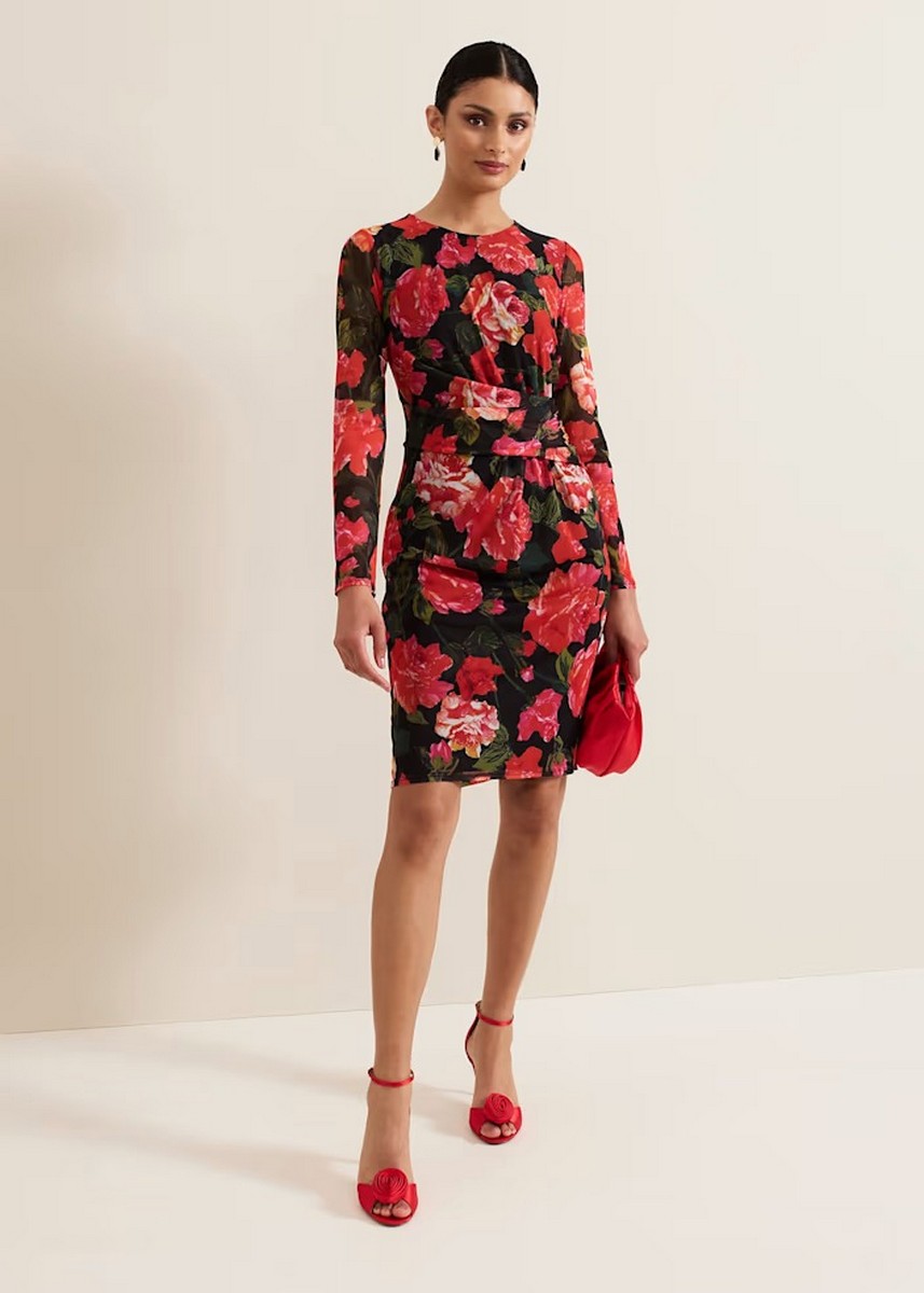 Phase Eight Γυναικείο Φόρεμα Μίνι Φλοράλ Κόκκινο φωτογραφία