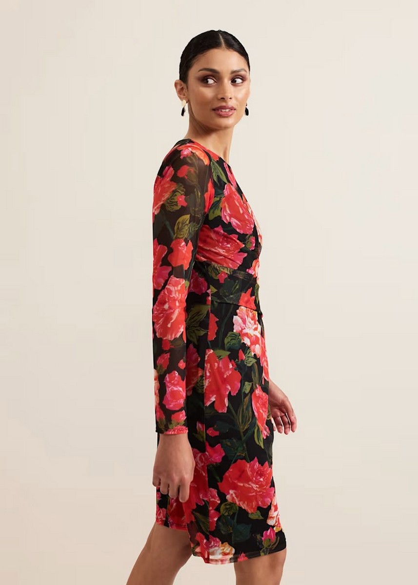 Phase Eight Γυναικείο Φόρεμα Μίνι Φλοράλ Κόκκινο φωτογραφία