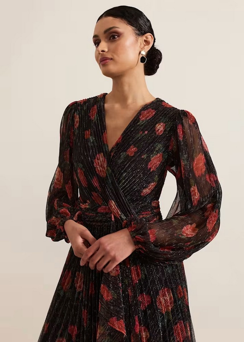 Phase Eight Γυναικείο Μαξι Φόρεμα Εμπριμέ Πλισέ Φλοράλ φωτογραφία