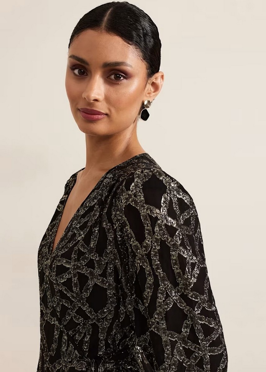 Phase Eight Γυναικείο Μίντι Φόρεμα Με Χρυσές Μεταλλικές Λεπτομέρειες φωτογραφία