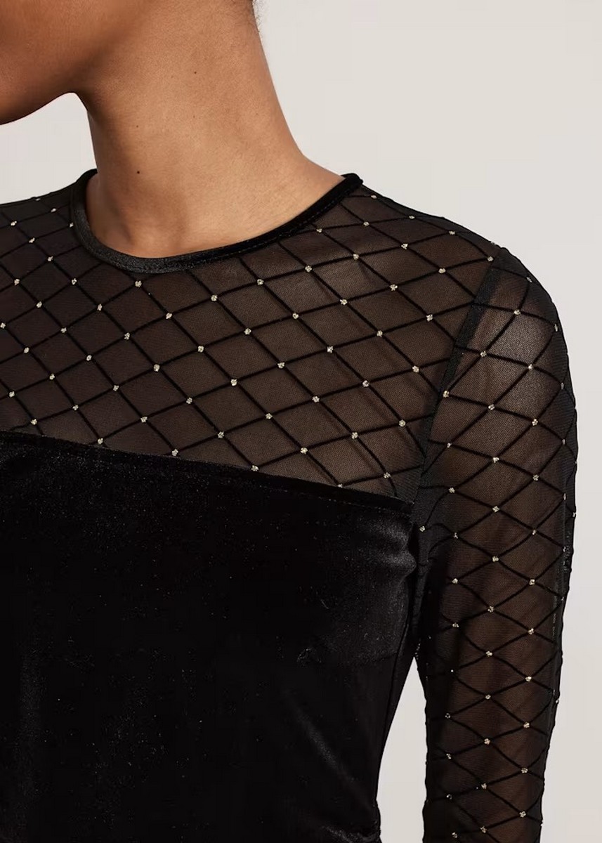 Phase Eight Γυναικείο Φόρεμα Mίνι Βελούδινο Με Χρυσές Λεπτομέρειες Μαύρο φωτογραφία