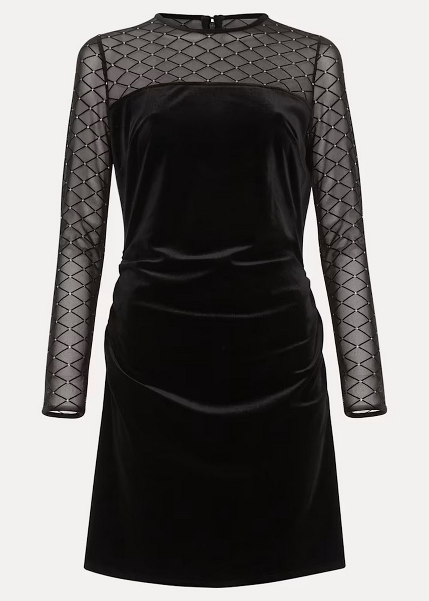 Phase Eight Γυναικείο Φόρεμα Mίνι Βελούδινο Με Χρυσές Λεπτομέρειες Μαύρο φωτογραφία