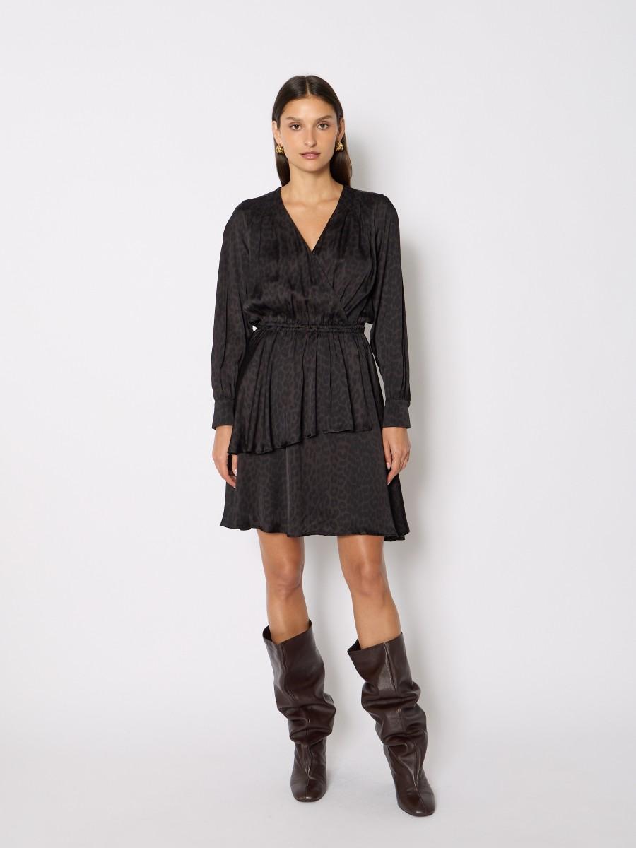 Berenice Γυναικείο Φόρεμα Με Animal Print Και Ασύμμετρα Βολάν φωτογραφία