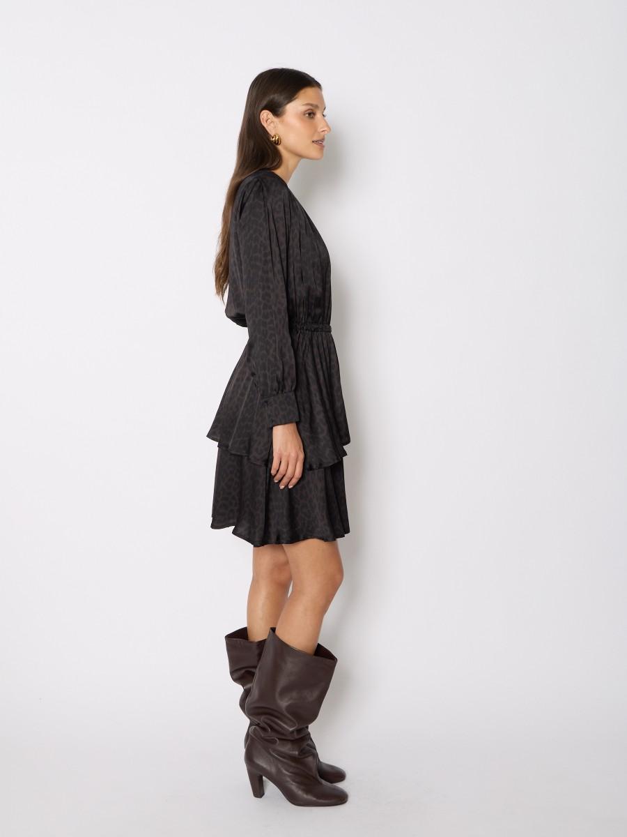 Berenice Γυναικείο Φόρεμα Με Animal Print Και Ασύμμετρα Βολάν φωτογραφία