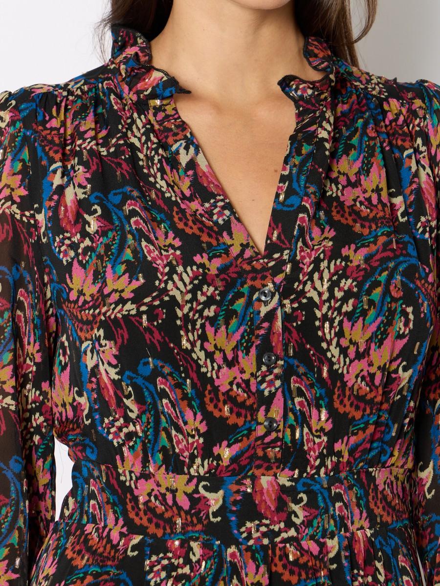 Berenice Γυναικείο Φόρεμα Long Με Λουλουδάτο Lurex Print Και Μακριά Μανίκια φωτογραφία