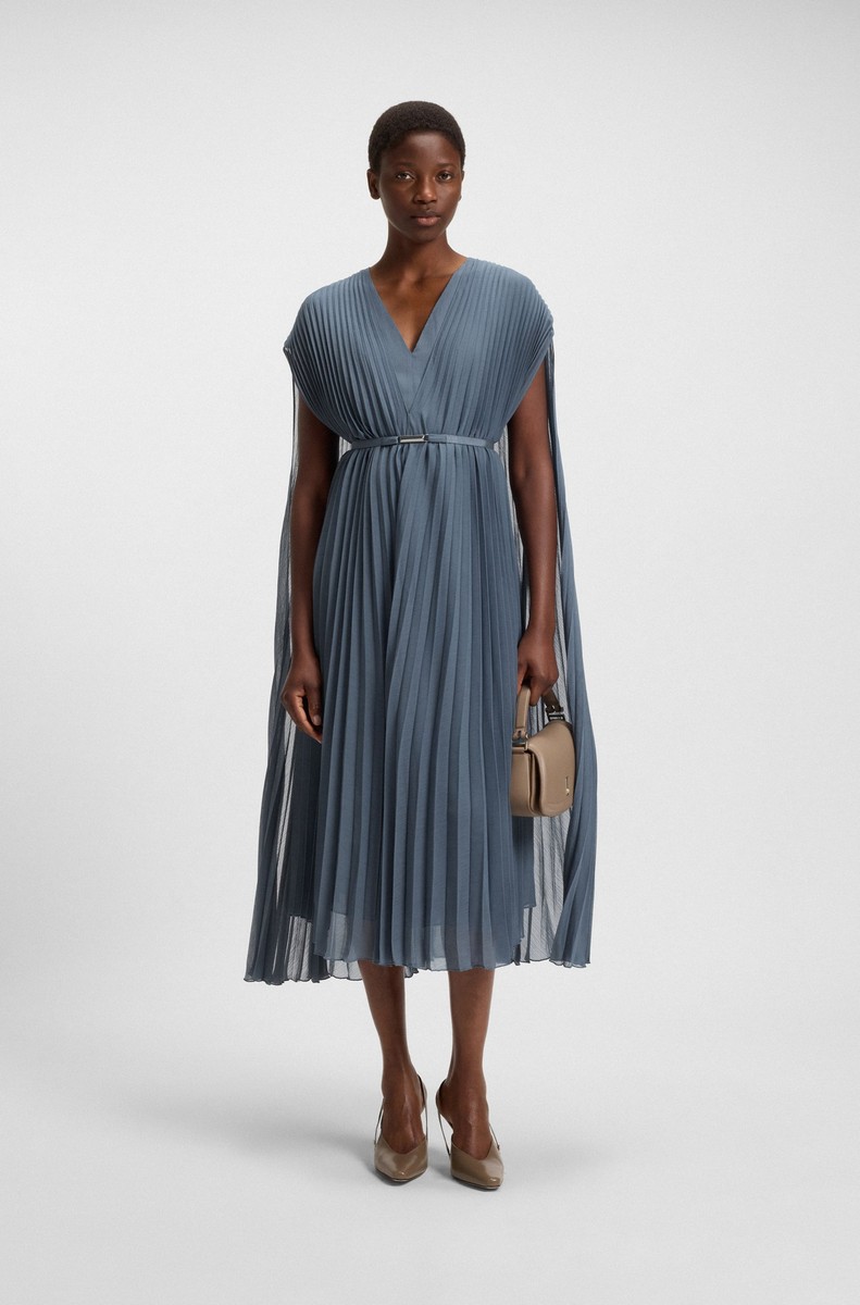Boss Boss Γυναικείο Φόρεμα Regular Fit Crinkle Chiffon Με Ζώνη