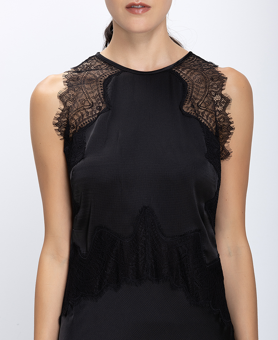 Boss Γυναικείο Φόρεμα Midi Sleeveless Με Δαντελένιες Λεπτομέρειες Regular Fit φωτογραφία