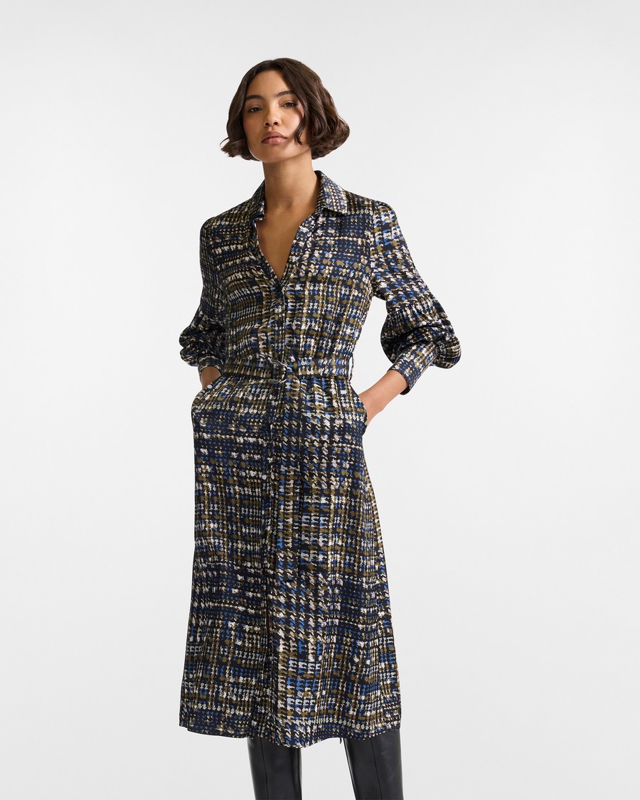 Harmont & Blaine Harmont&Blaine Γυναικείο Σεμιζιέ Midi Με Ζώνη Και Μανίκια Puff Εμπριμέ