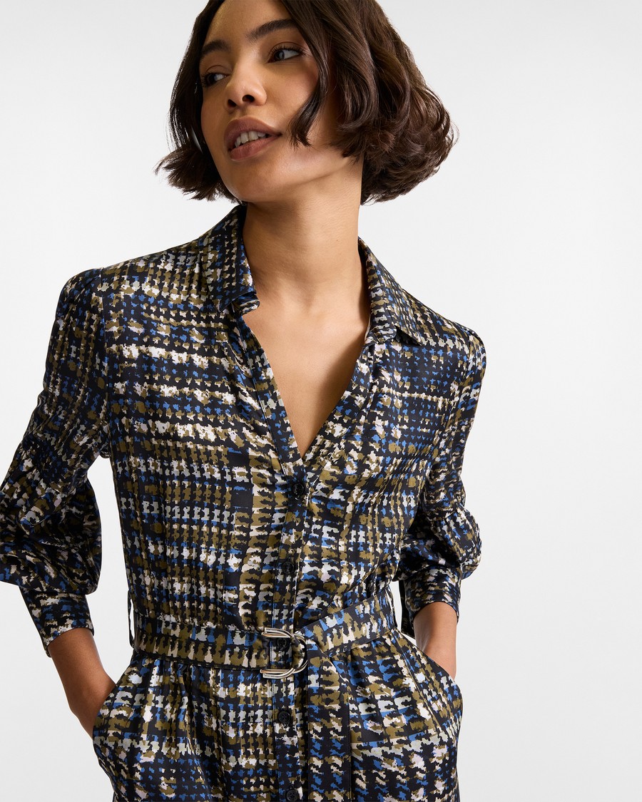 Harmont&Blaine Γυναικείο Σεμιζιέ Midi Με Ζώνη Και Μανίκια Puff Εμπριμέ φωτογραφία