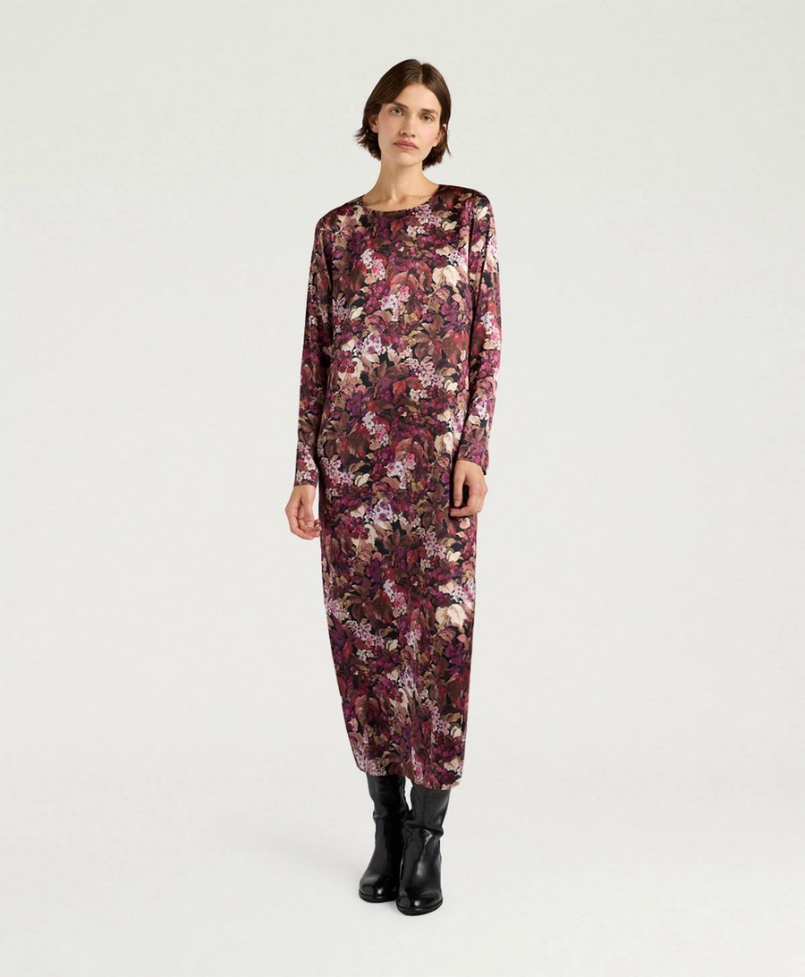 Momoni Momoni Γυναικείο Φόρεμα Regular Fit Μεταξωτό Με Print Σατέν