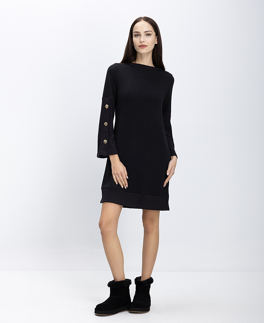 The Abito Γυναικείο Mini Φόρεμα Με Rib Λεπτομέρειες Και Κουμπιά Στα Μανίκια φωτογραφία