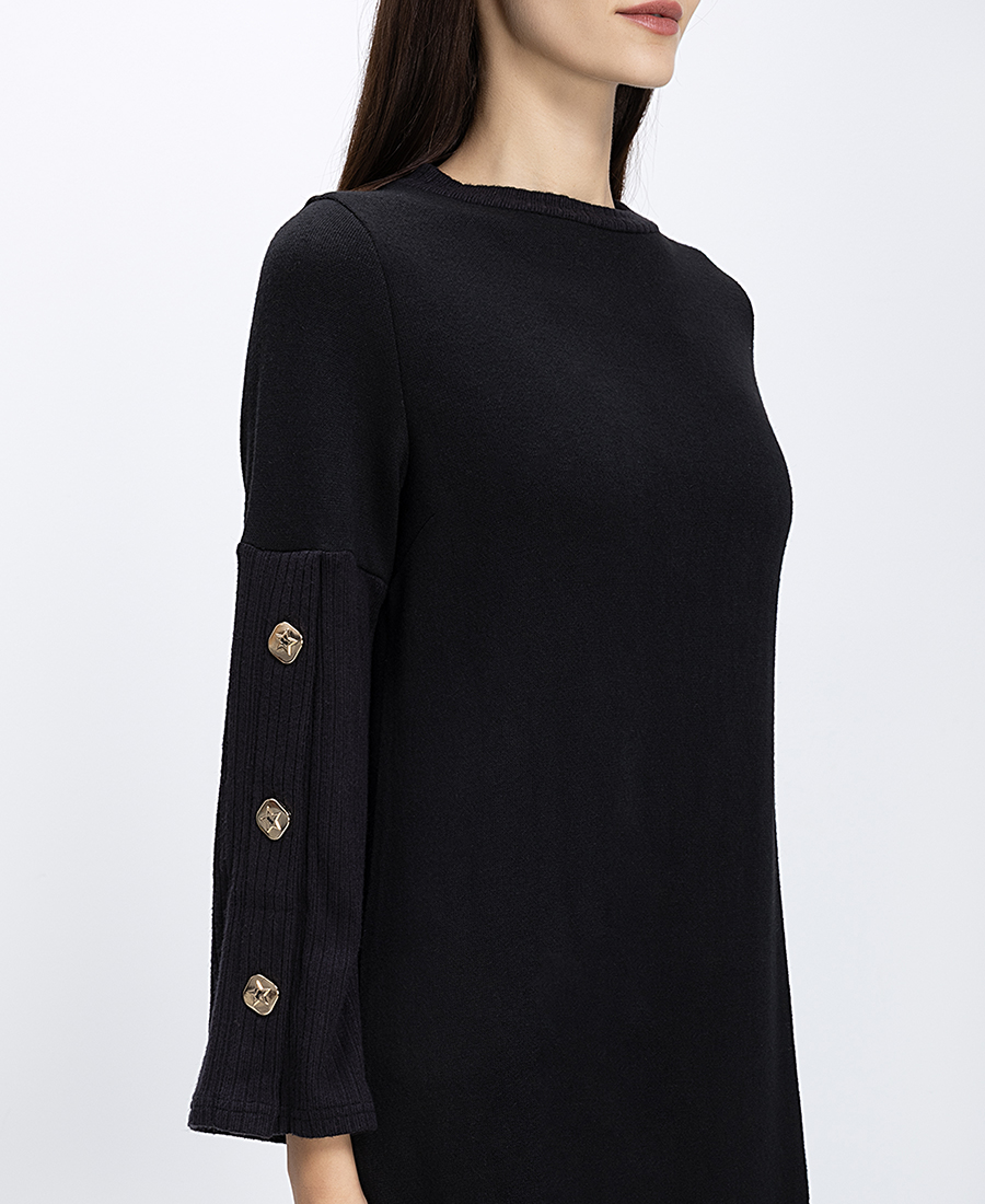 The Abito Γυναικείο Mini Φόρεμα Με Rib Λεπτομέρειες Και Κουμπιά Στα Μανίκια φωτογραφία